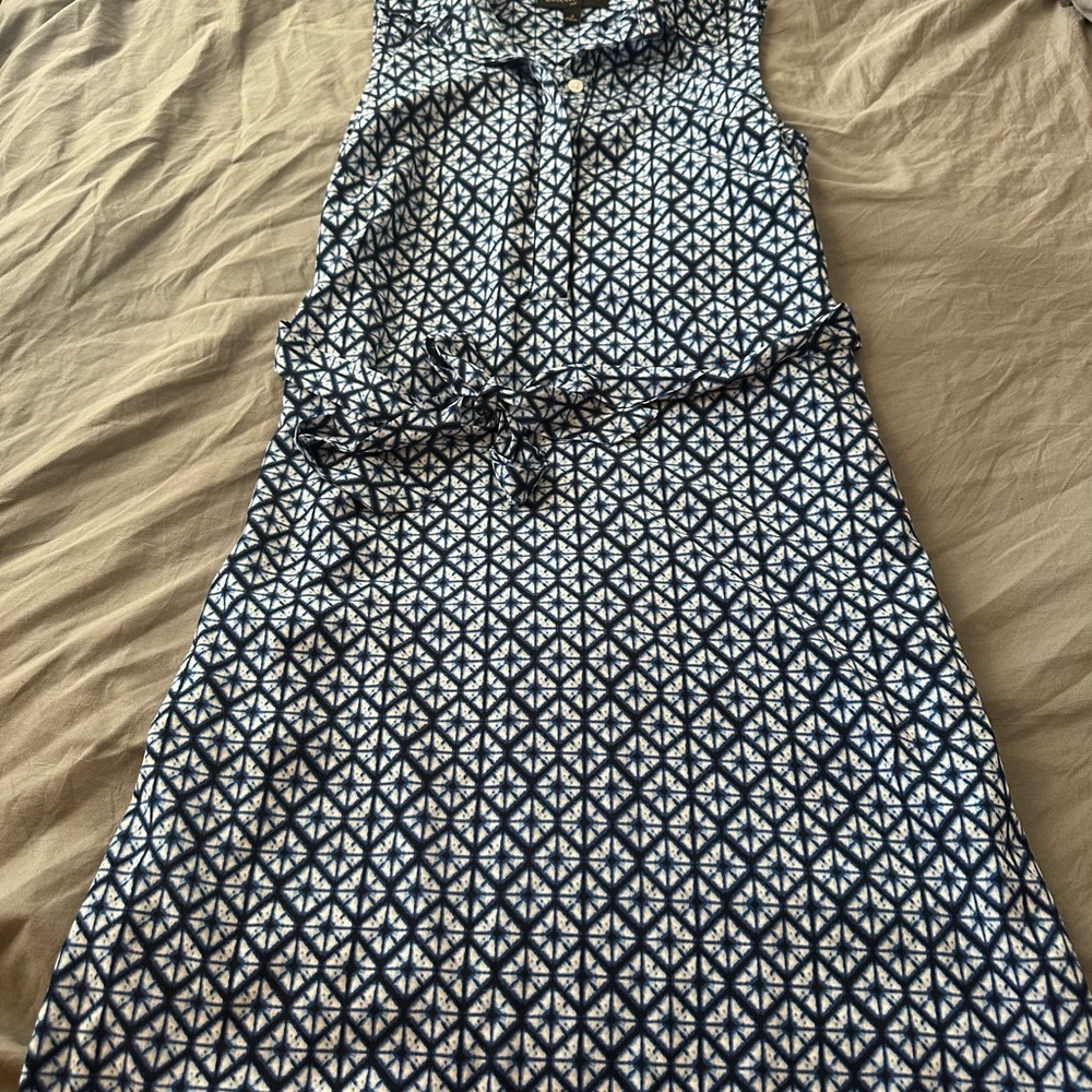 Banana Republic Navy and White Midi Dress